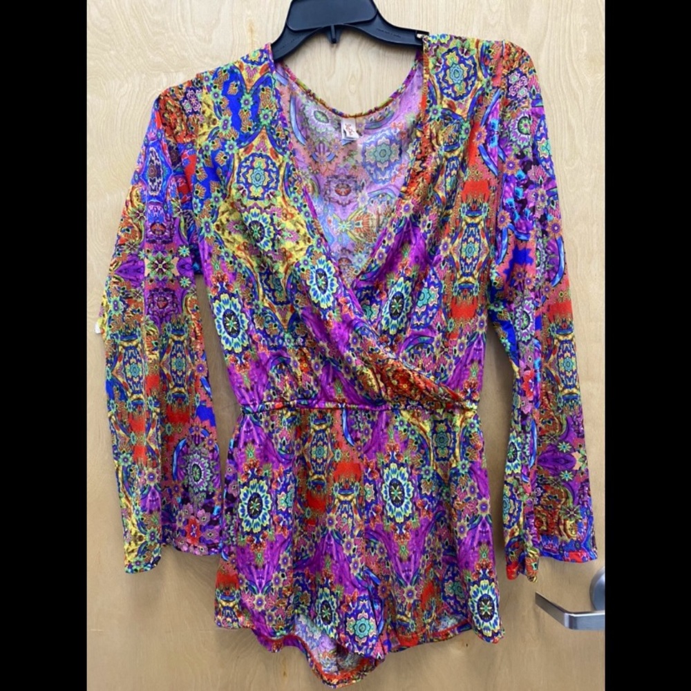 Luli Fama Gypsy Soul Wrap Front long sleeve Romper